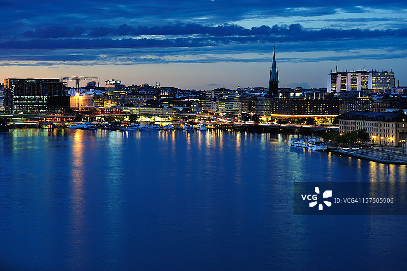 傍晚的斯德哥尔摩地标剪影图片素材