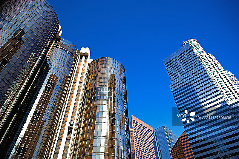 洛杉矶市中心酒店、高楼和高层办公大楼图片素材