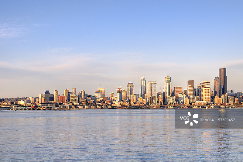西雅图日落时分的天际线图片素材