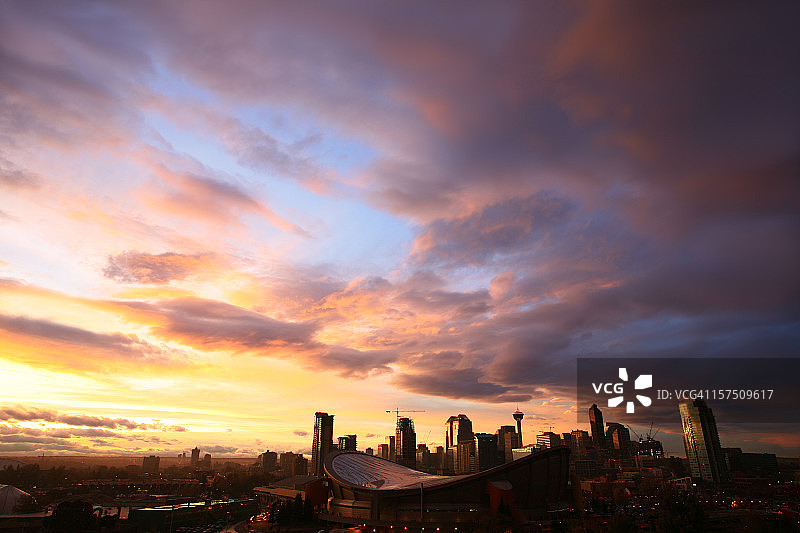 卡尔加里市中心日落景色图片素材