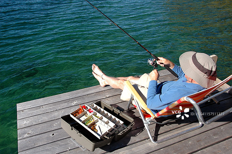 在湖边钓鱼图片素材