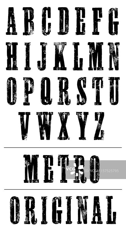 活版印刷海报字体（衬线）- 手工印刷字母 (XXXL)图片素材