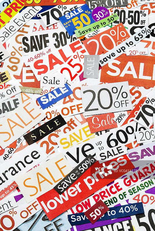 促销标志、报纸和宣传单剪报 - XXI图片素材