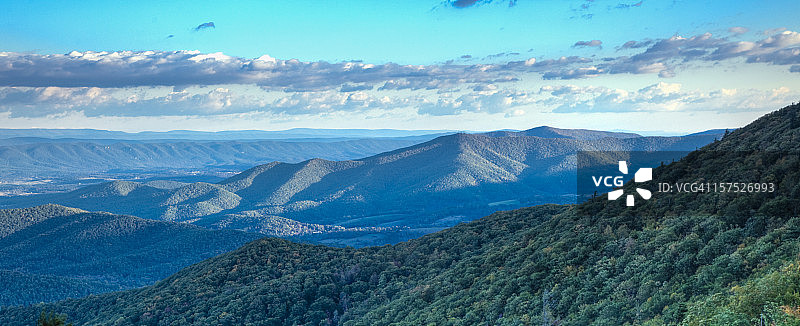蓝色山脊山脉全景图片素材