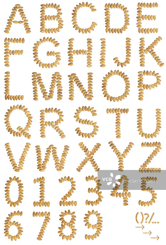 杏仁字母和数字图片素材