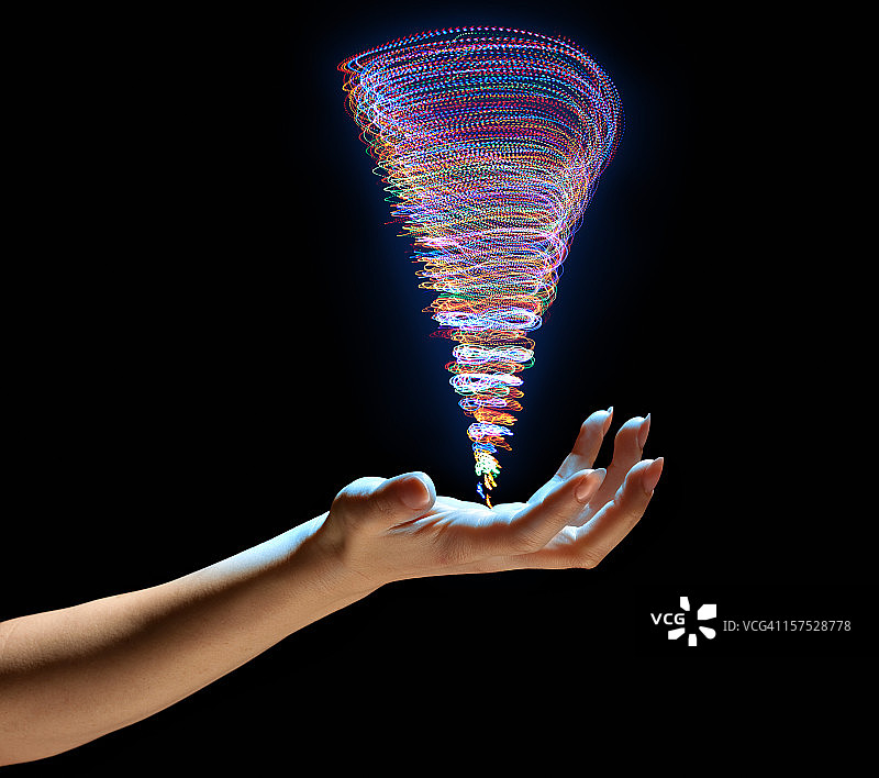 手掌魔法咒语，旋转漩涡龙卷风图片素材