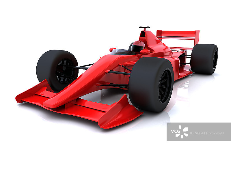 白色背景上的红色单座赛车图片素材