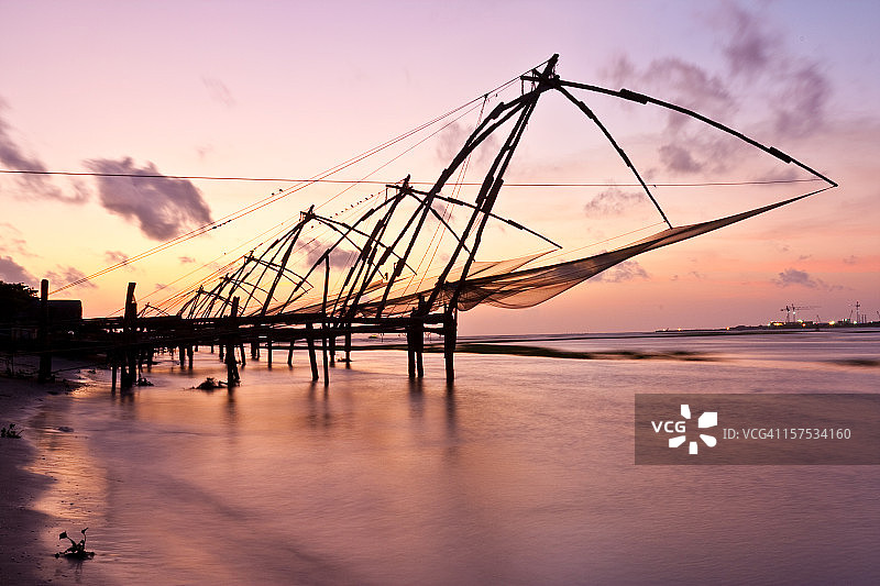 印度科钦的中国渔网图片素材