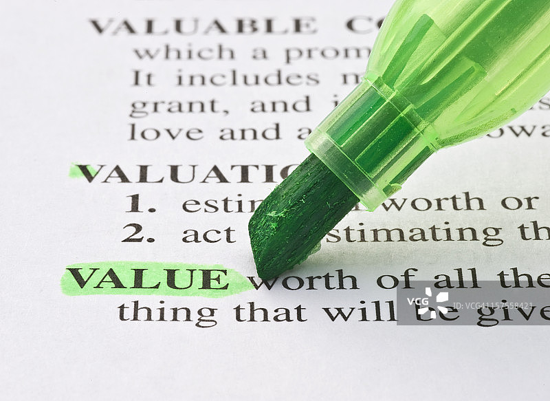 字典中突出显示的价值定义图片素材