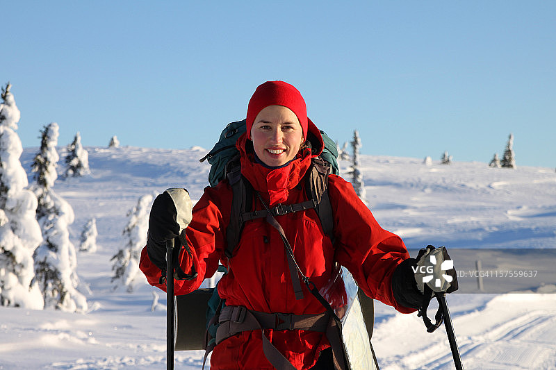 女人滑雪旅行图片素材