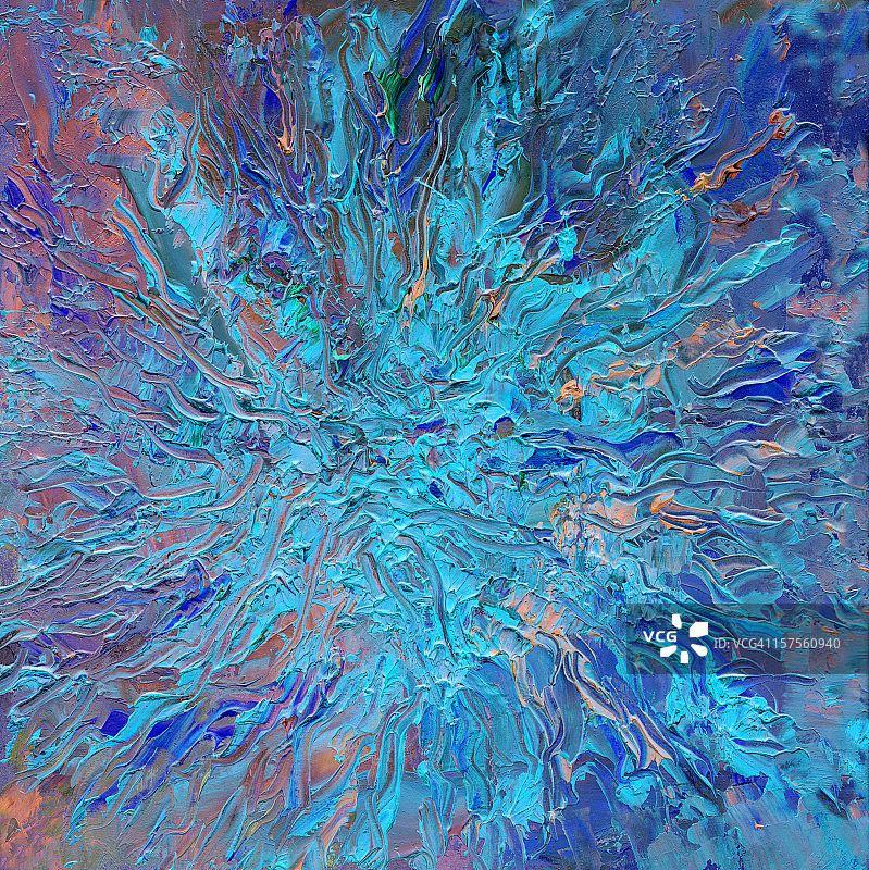 蓝色爆炸丙烯彩绘抽象背景图片素材