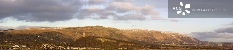 奥克尔山，斯特灵郡，苏格兰。全景图像。图片素材