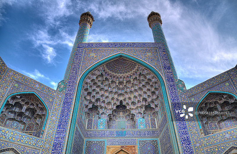 伊玛目清真寺或沙阿清真寺的宏伟入口图片素材