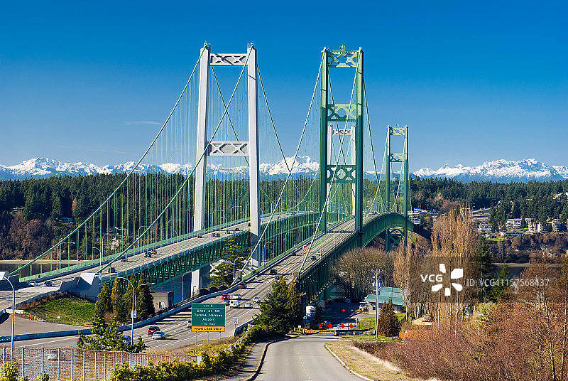 华盛顿州塔科马海峡大桥图片素材