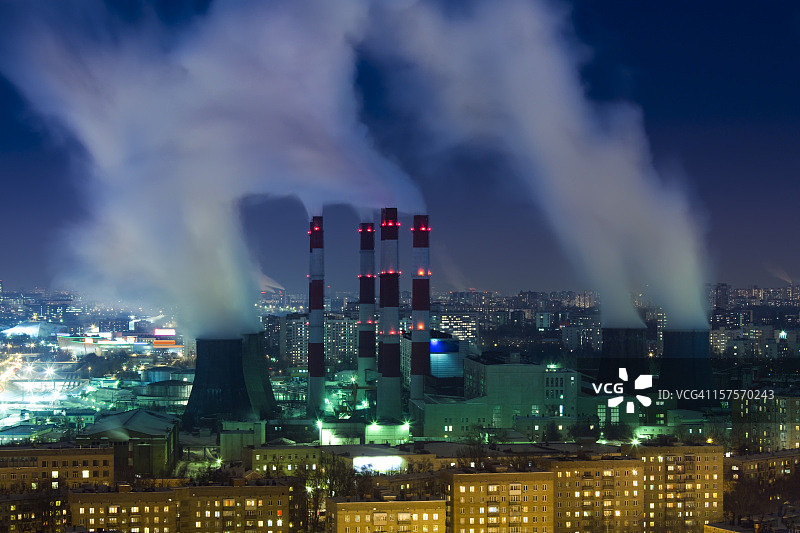 带有发电站的夜景图片素材