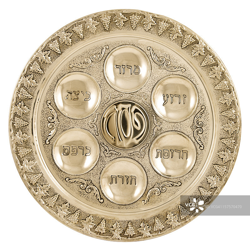 银色逾越节餐盘图片素材