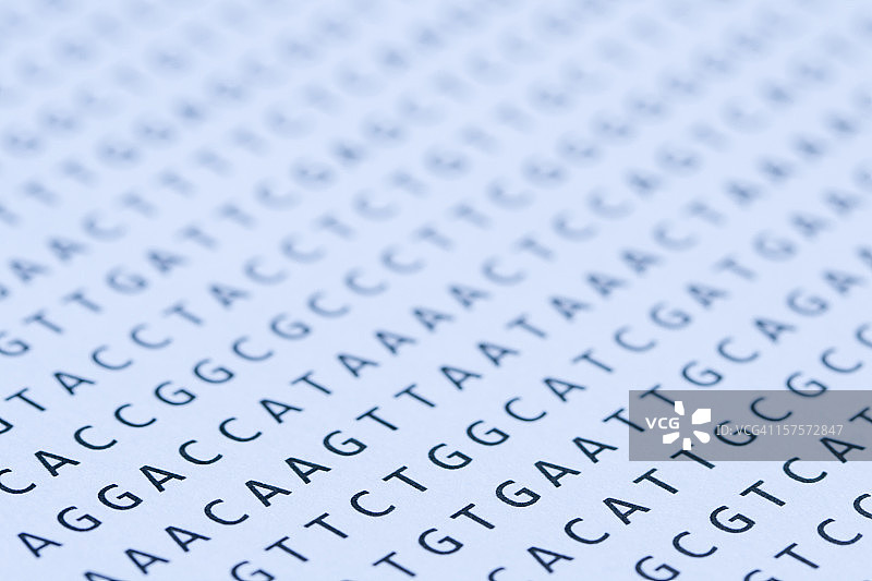 蓝色调的DNA核苷酸序列打印稿图片素材