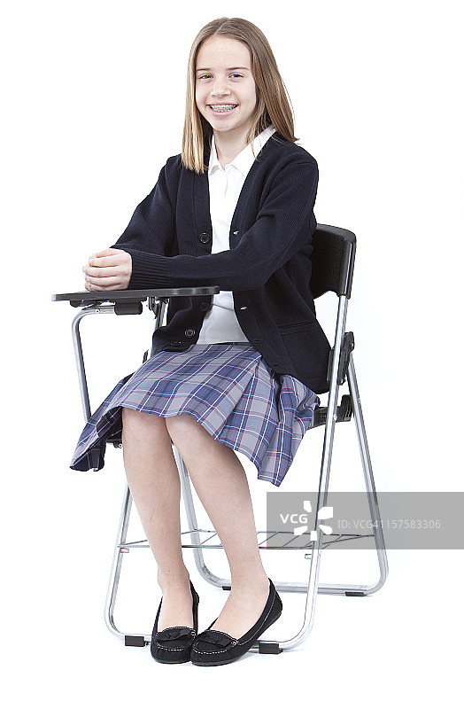 坐着的学生妹图片素材