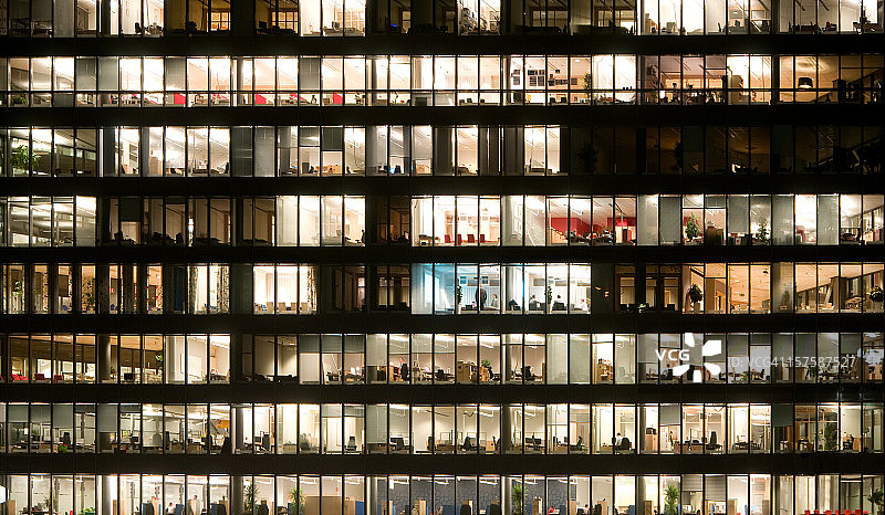 办公室窗户夜景图片素材