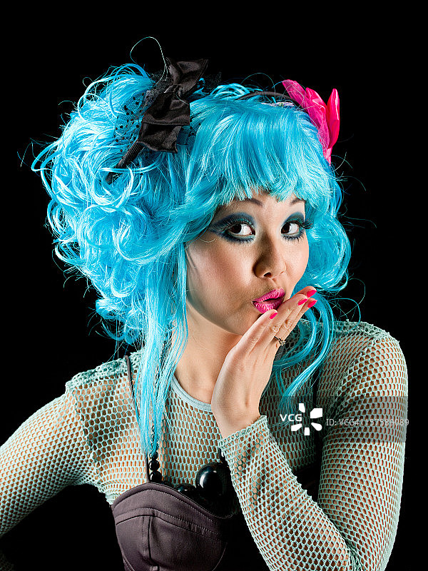 惊讶的亚洲女人漫画风格图片素材