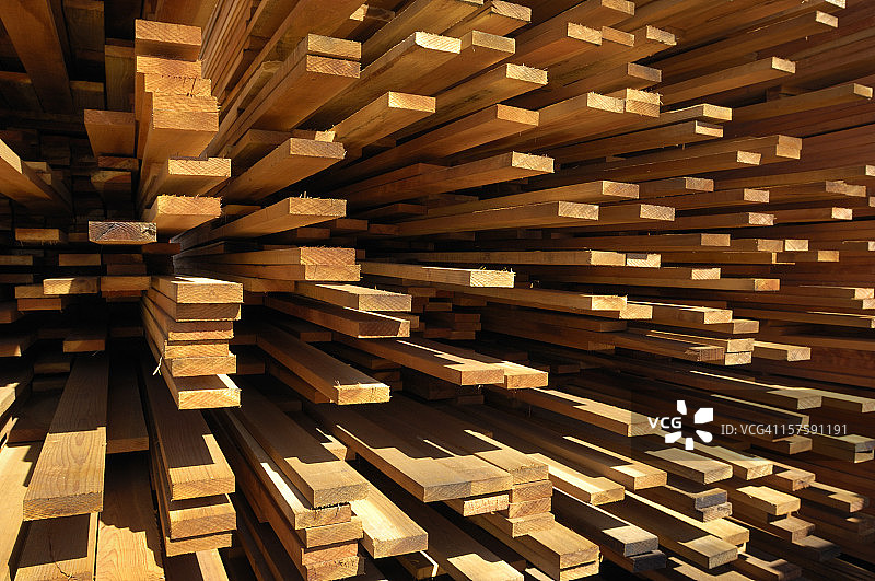 一堆刚研磨的红木木材图片素材