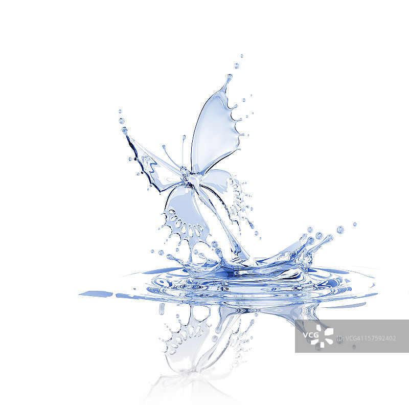 飞溅的水花与蝴蝶图片素材