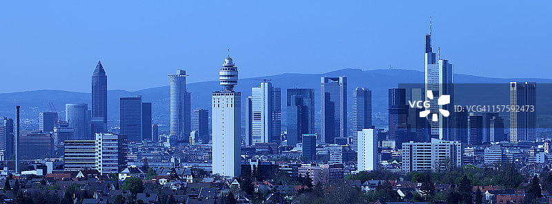 蓝色天际线全景图片素材