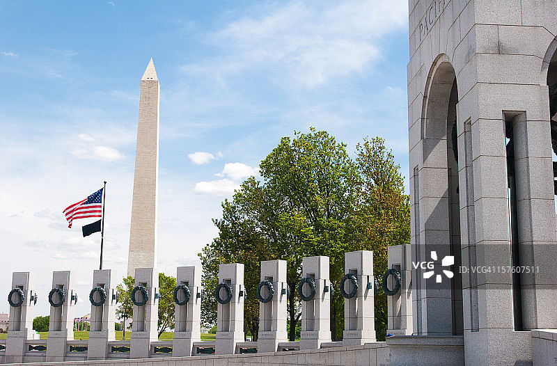 二战纪念馆和华盛顿纪念碑图片素材
