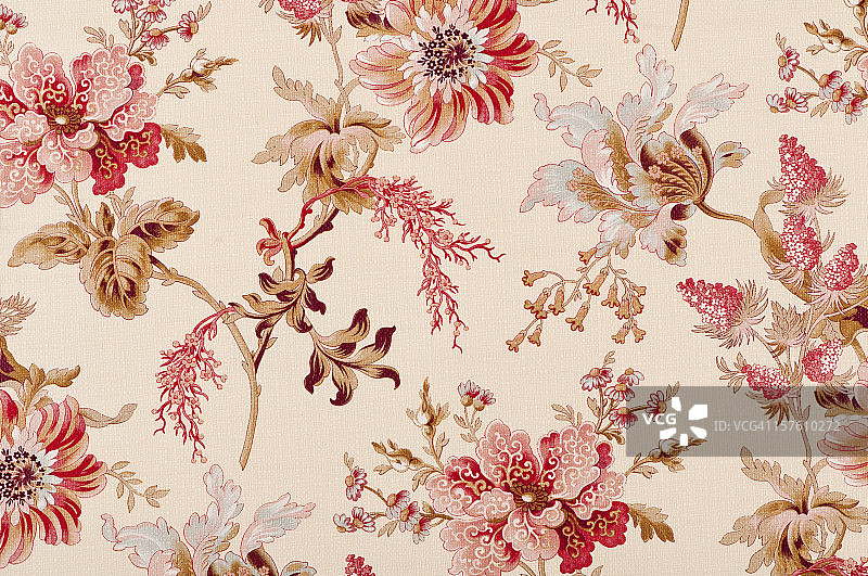 复古花卉织物特写图片素材