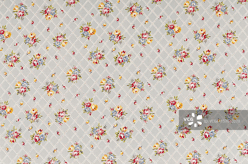 公园门架格子中号古董花卉面料图片素材