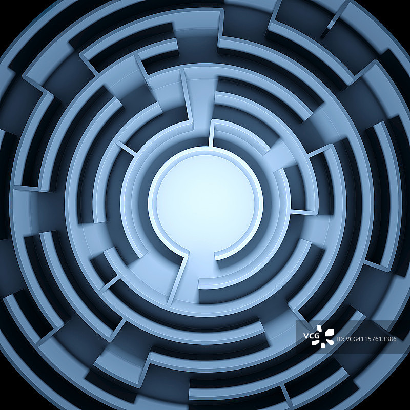 抽象圆形蓝色迷宫图片素材
