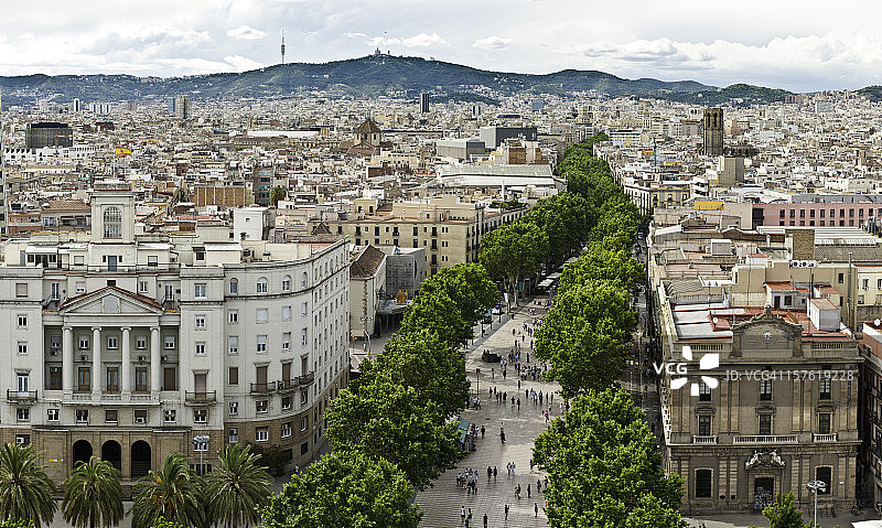 巴塞罗那兰布拉大街城市景观图片素材