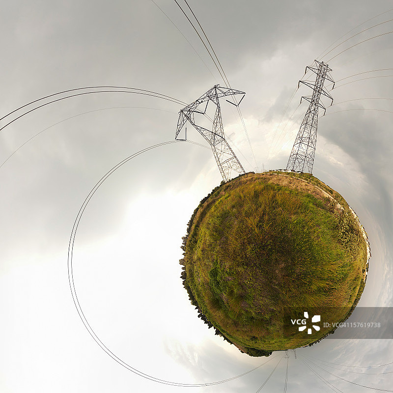 小星球上的电力塔图片素材