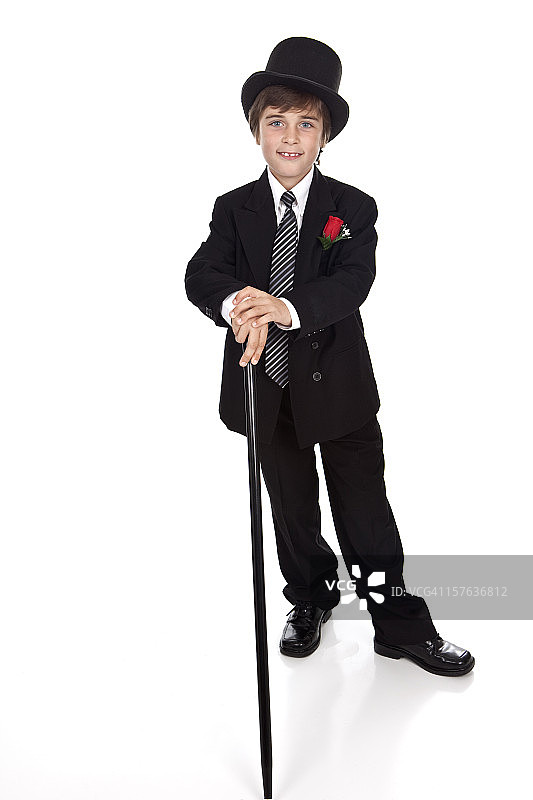 头戴礼帽和手杖图片素材