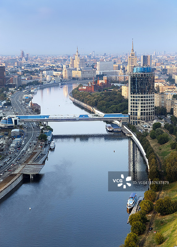 莫斯科河鸟瞰图图片素材