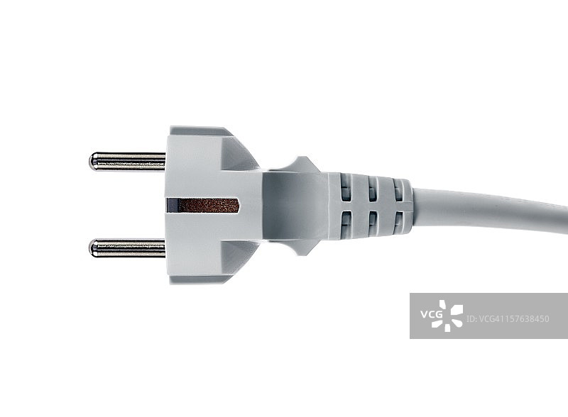白色背景上的灰色220伏欧式插头图片素材