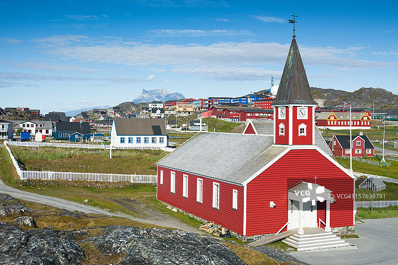 格陵兰戈特霍布大教堂夏季风光图片素材