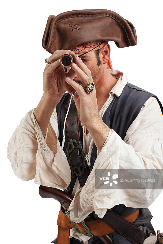 海盗用单筒望远镜探险图片素材