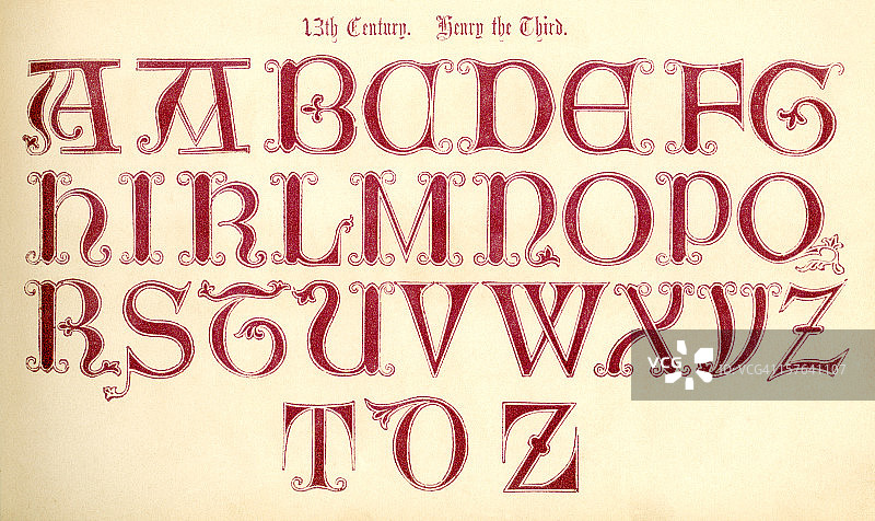 13世纪英国字体，亨利三世统治时期图片素材