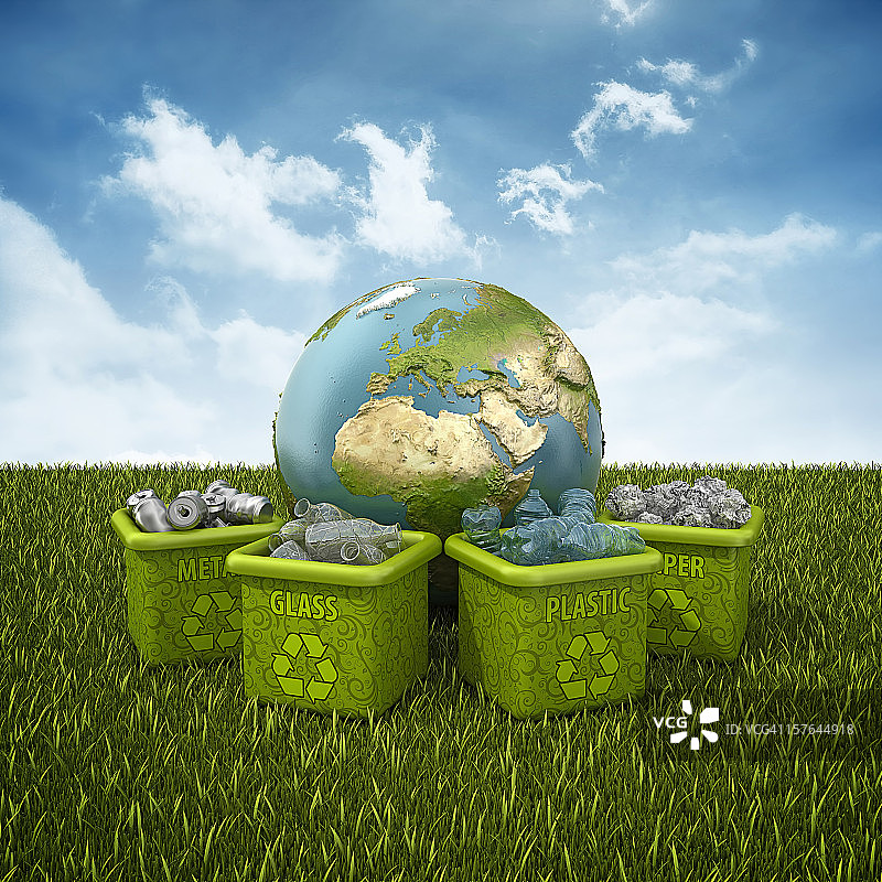 回收箱与地球图片素材