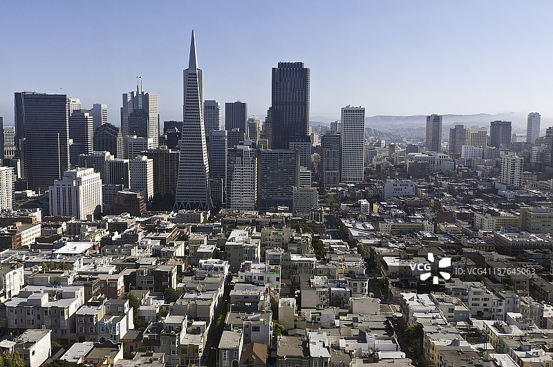 旧金山金融区摩天大楼和唐人街图片素材