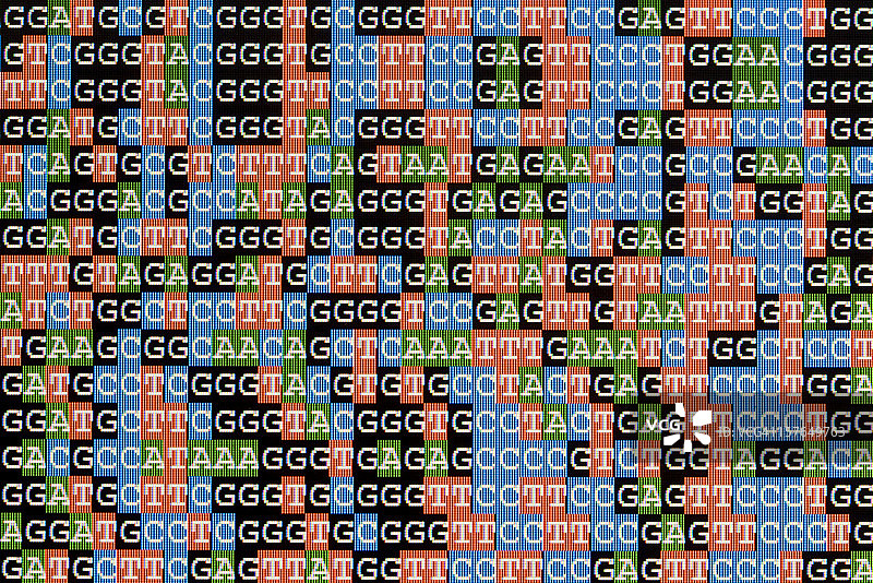 LCD电脑屏幕上未对齐的DNA序列图片素材