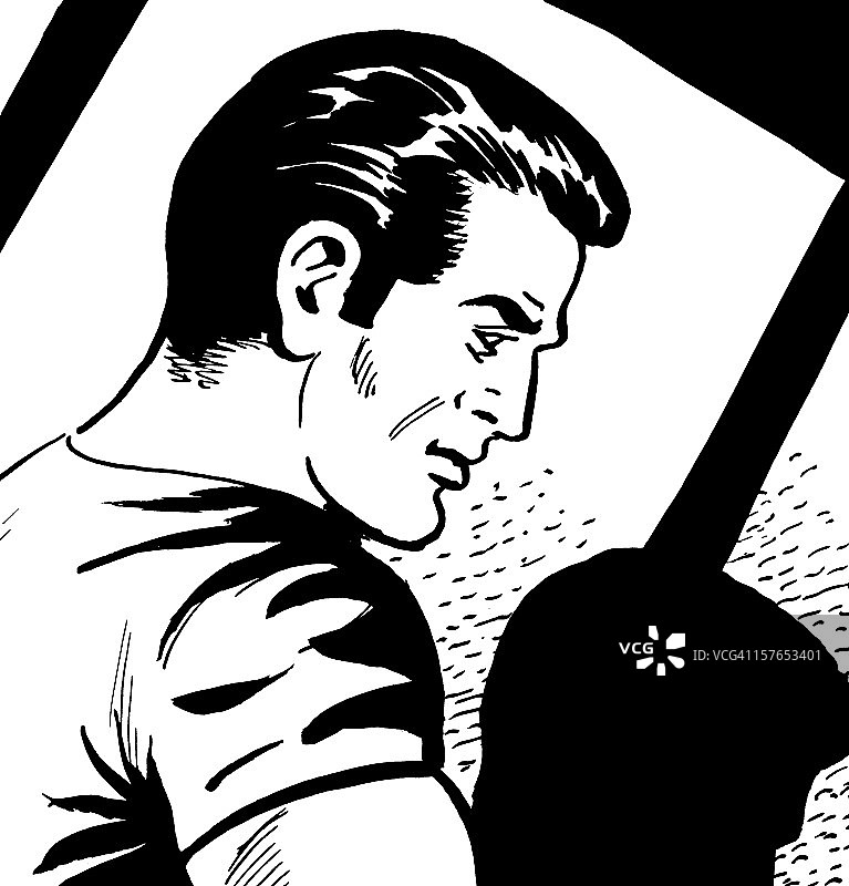 深色头发男人的侧面照图片素材