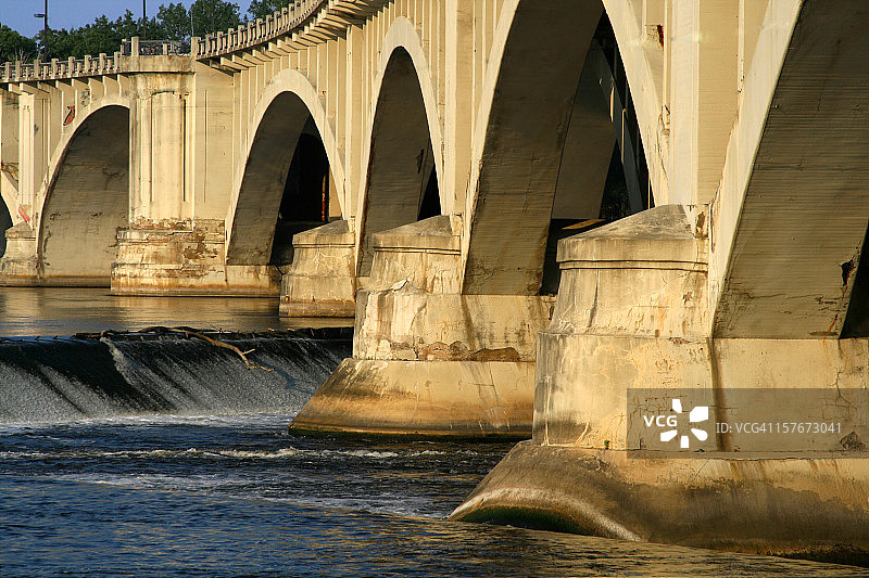 密西西比河源头上的第三大道桥：圣安东尼瀑布图片素材