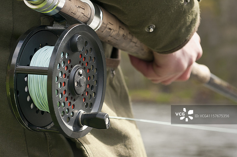 飞蝇钓鱼者特写图片素材