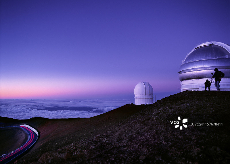 夏威夷莫纳克亚山天文台的黄昏图片素材