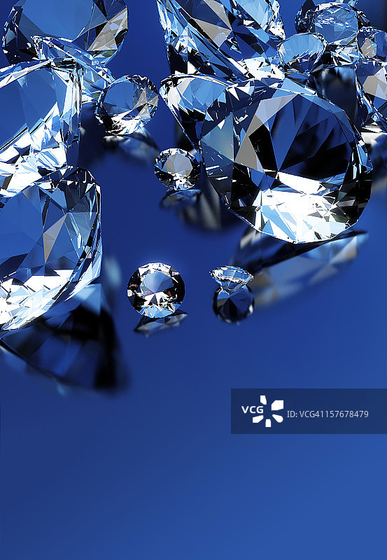 蓝色背景上的钻石图片素材