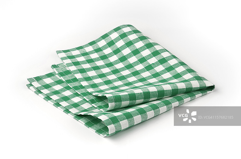 绿色白色格纹餐巾，随意折叠图片素材
