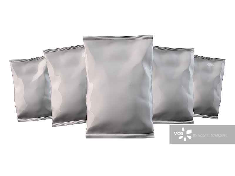 五个灰色糖果/薯片包装袋图片素材