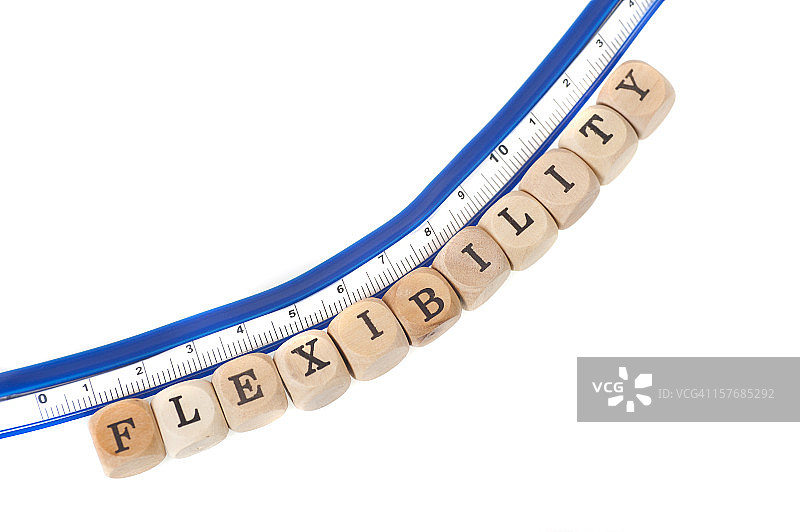 刻度尺上的“灵活性”字样图片素材